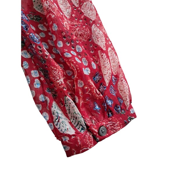 Loft Garden Smocked Bodice Tiered Maxi Dress Red Boho Fall Women's 12 Petite‎ - Picture 11 of 16